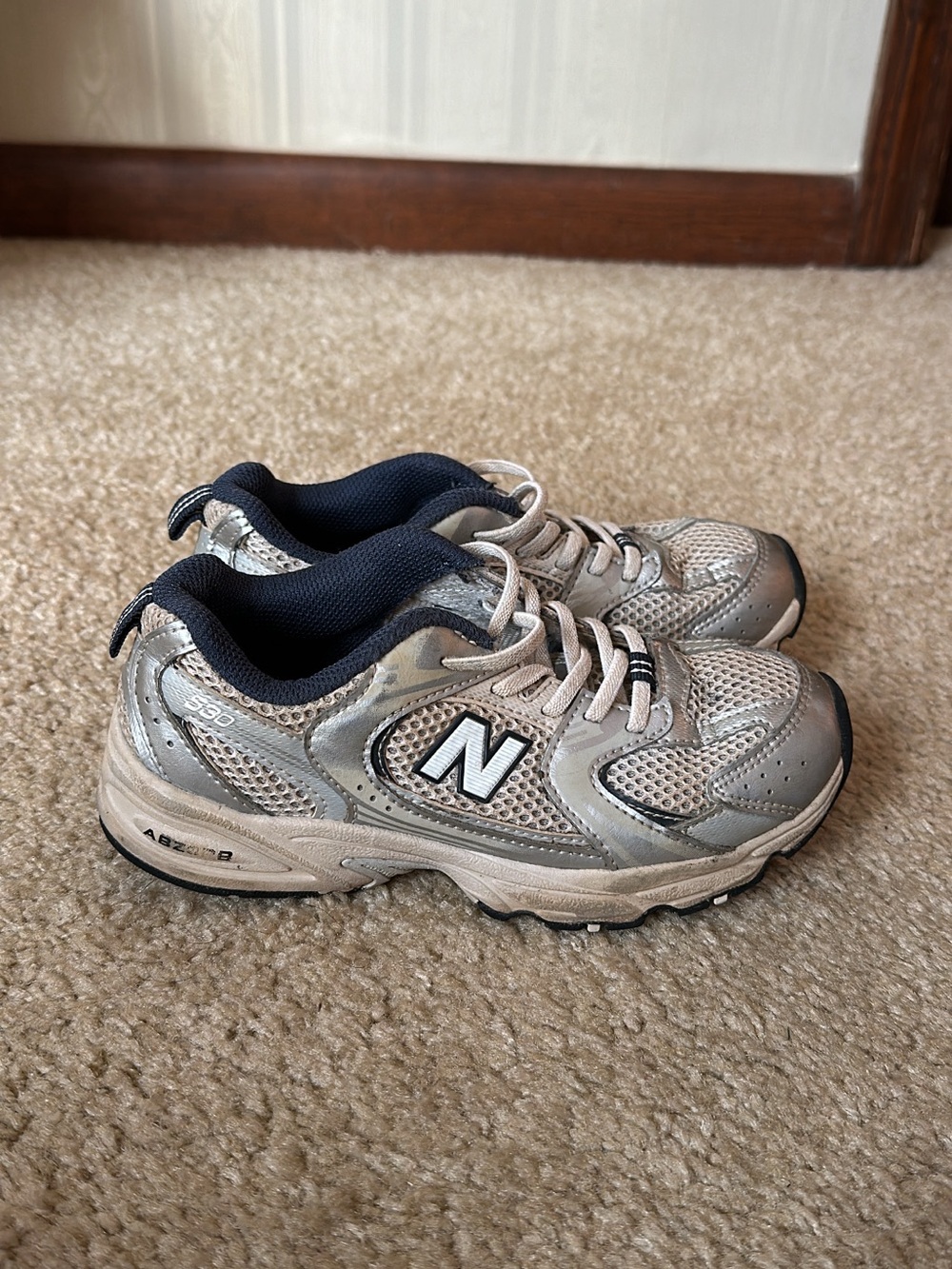 New Balance Kids Silver and Black Mesh Sneakers